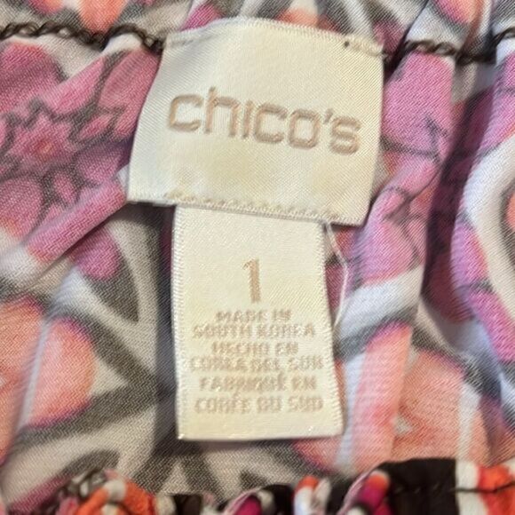 Chico’s Graphic Pattern‎ Off the Shoulder Long Sleeves Top Size Medium - Picture 9 of 14